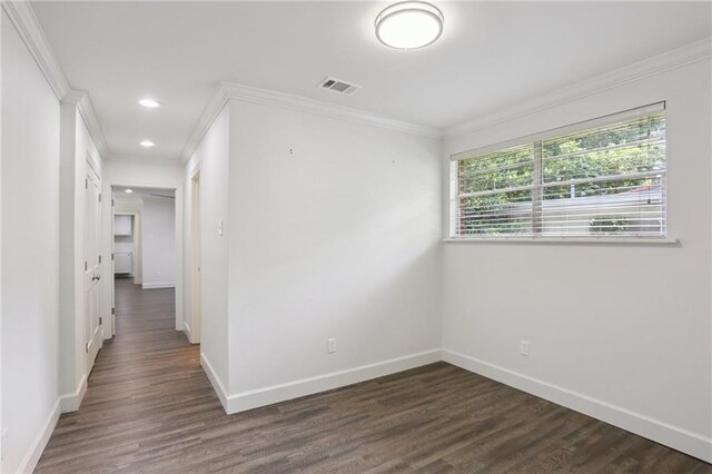 920 Hesper Ave, Metairie, LA 70005 - empty room with crown molding, dark wood-style flooring, and recessed lighting