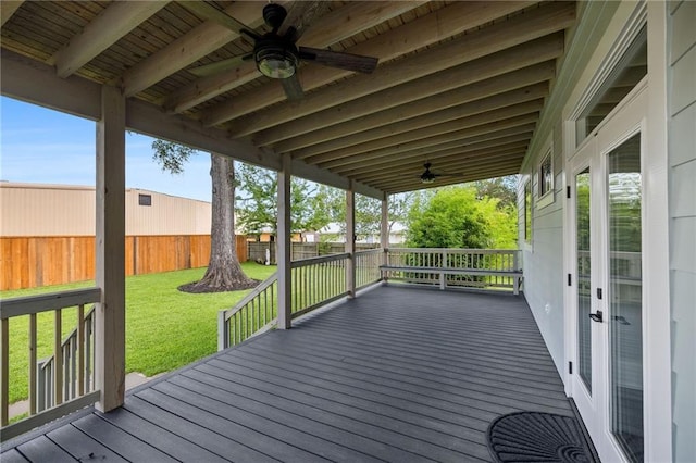 163 S 7th St, Ponchatoula, LA 70454 - wooden deck featuring ceiling fan and a fenced backyard