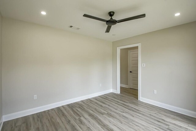 217 Chess Dr, Slidell, LA 70458 - spare room featuring ceiling fan, light wood-style floors, and recessed lighting