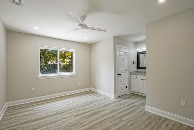 217 Chess Dr, Slidell, LA 70458 - empty room featuring ceiling fan, light wood finished floors, and recessed lighting
