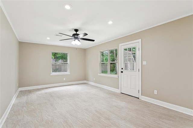 11 Karen Dr, Covington, LA 70433 - empty room with crown molding, recessed lighting, and ceiling fan