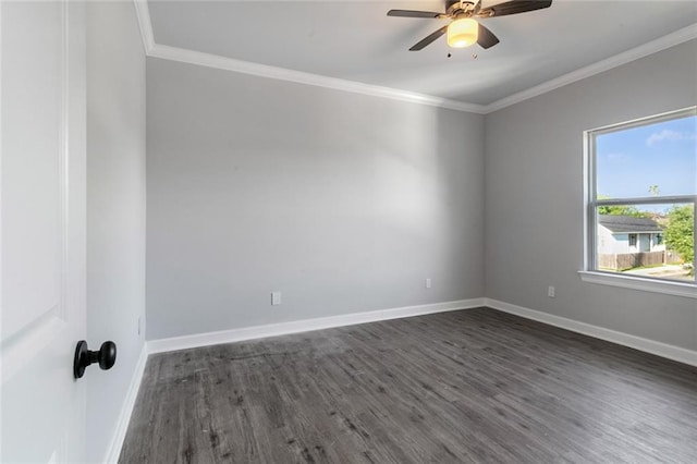 2626 N Dorgenois St, New Orleans, LA 70117 - empty room featuring dark wood-style floors, crown molding, and ceiling fan