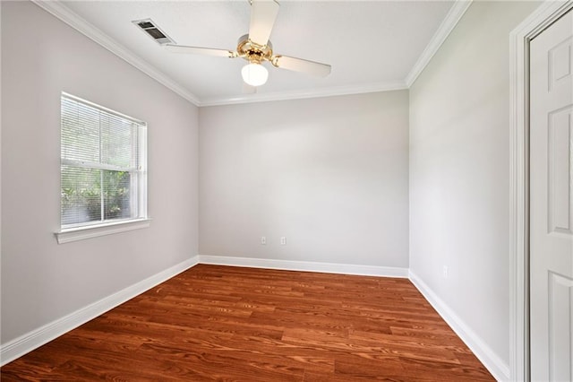 544 Waverly Dr, Slidell, LA 70461 - empty room featuring wood finished floors, crown molding, and ceiling fan