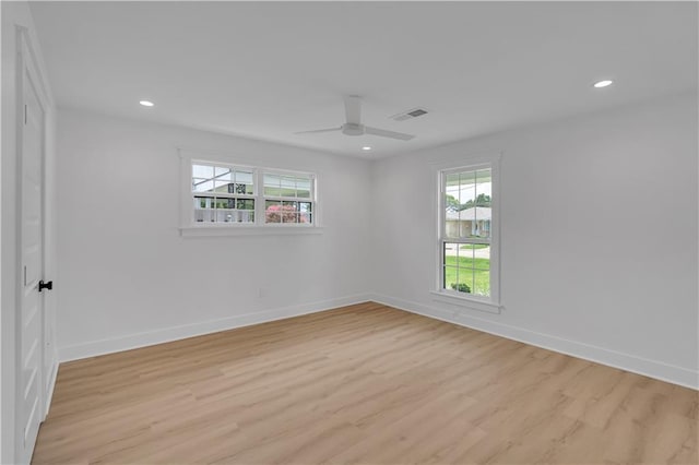1208 Madison St, Metairie, LA 70001 - spare room with plenty of natural light, light wood-type flooring, recessed lighting, and ceiling fan