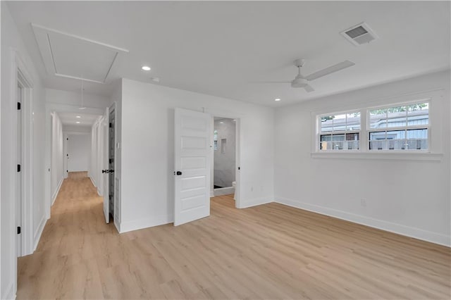 1208 Madison St, Metairie, LA 70001 - unfurnished bedroom with attic access, light wood-style floors, recessed lighting, and a ceiling fan