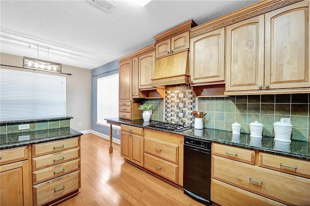 2004 Dierdorff Ct, Slidell, LA 70461 - kitchen with gas cooktop, light wood finished floors, a textured ceiling, and light brown cabinetry