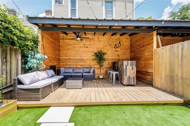 2231 Constance St, New Orleans, LA 70130 - deck featuring outdoor lounge area and ceiling fan