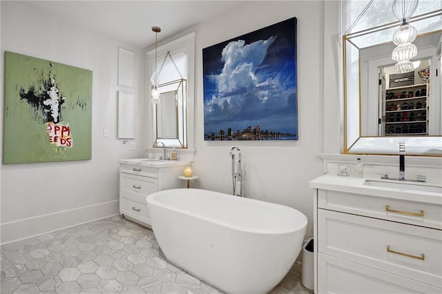 1455 Moss St, New Orleans, LA 70119 - bathroom with a soaking tub and vanity