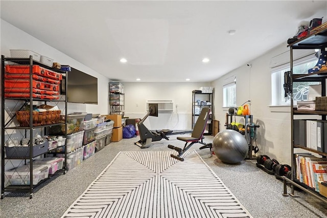 1455 Moss St, New Orleans, LA 70119 - exercise area with recessed lighting and a wall mounted AC