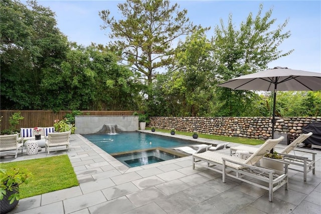 1455 Moss St, New Orleans, LA 70119 - view of pool with an in-ground hot tub, a patio area, and a grill