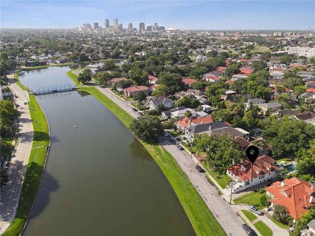 1455 Moss St, New Orleans, LA 70119 - drone / aerial view of a nearby body of water and city skyline