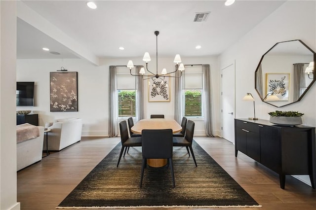 800 Ridgelake Dr, Metairie, LA 70001 - dining area with wood finished floors, a chandelier, and recessed lighting