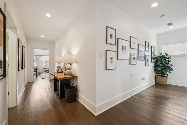 800 Ridgelake Dr, Metairie, LA 70001 - hall with dark wood finished floors and recessed lighting