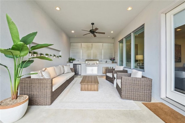 800 Ridgelake Dr, Metairie, LA 70001 - view of patio featuring an outdoor living space, exterior kitchen, and a ceiling fan