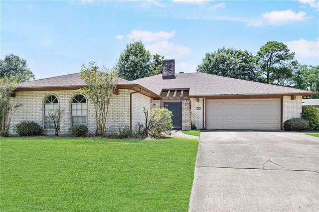905 Rue Rochelle, Slidell, LA 70458 - view of front of home featuring brick siding, a front lawn, driveway, and a garage