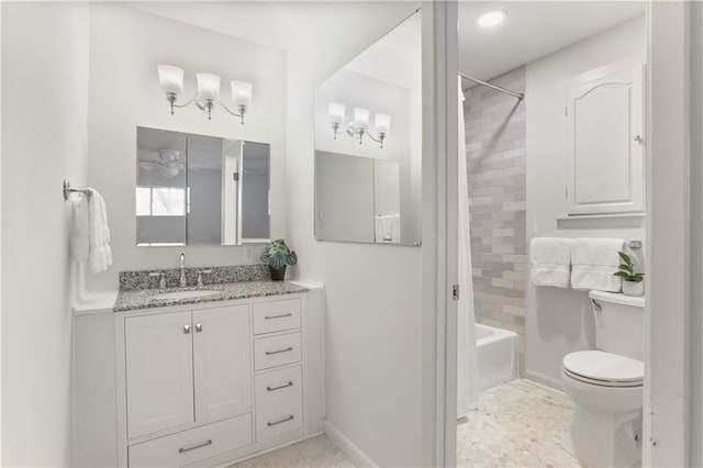 4720 Sheridan Ave, Metairie, LA 70002 - bathroom with vanity, washtub / shower combination, and ceiling fan