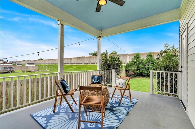 5756 Warrington Dr, New Orleans, LA 70122 - view of patio featuring a ceiling fan and a deck