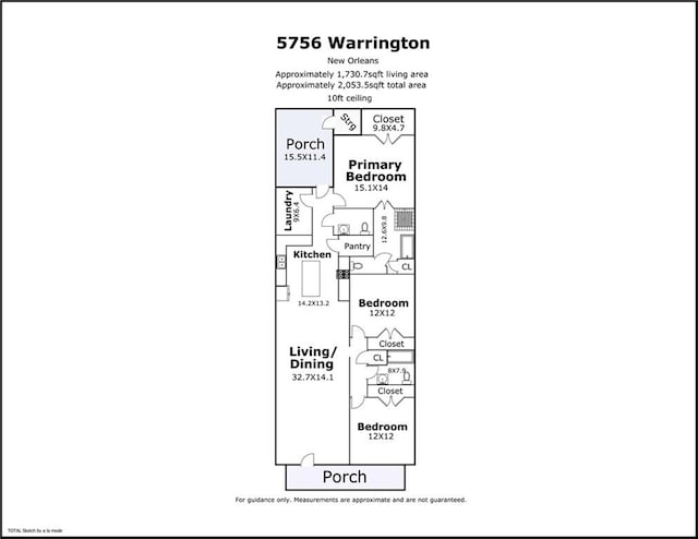 5756 Warrington Dr, New Orleans, LA 70122 - view of room layout