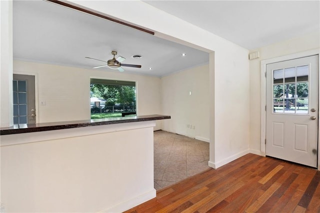 2549 Villere St, Mandeville, LA 70448 - entryway with ceiling fan, wood finished floors, and recessed lighting
