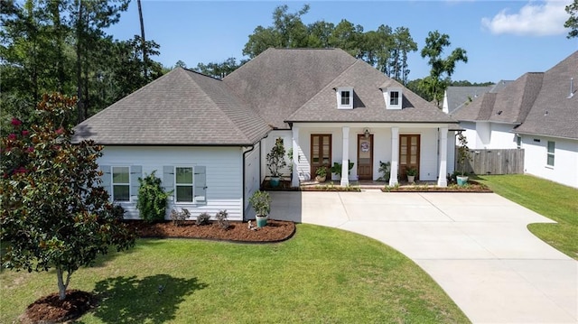 225 Chateau Papillon, Mandeville, LA 70471 - view of front facade with roof with shingles, a porch, and concrete driveway