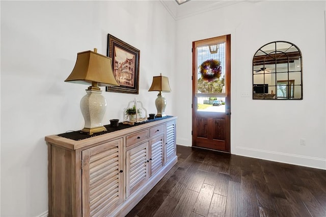 225 Chateau Papillon, Mandeville, LA 70471 - entrance foyer with dark wood finished floors and crown molding