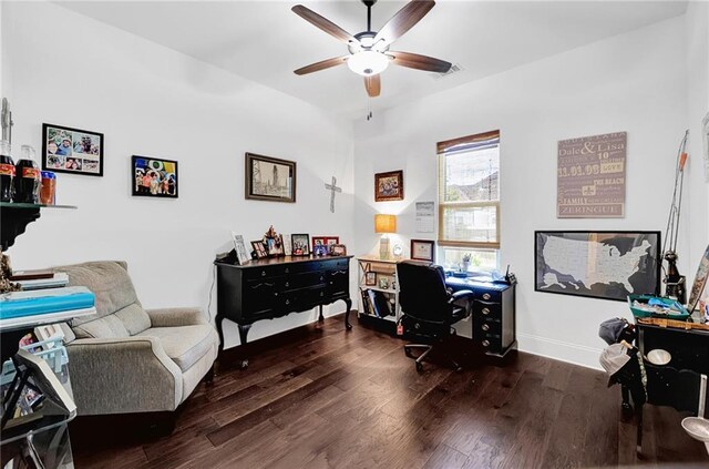 225 Chateau Papillon, Mandeville, LA 70471 - office area with ceiling fan and wood finished floors
