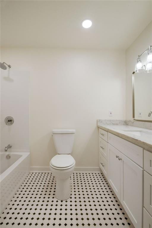 2511 St Charles Ave Unit 302, New Orleans, LA 70130 - bathroom with vanity, tile patterned floors, shower / bath combination, and recessed lighting