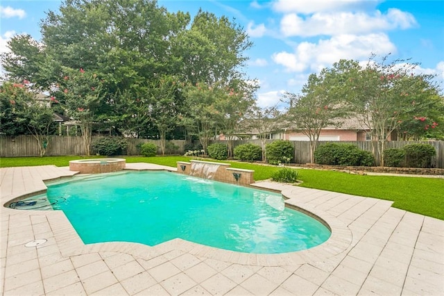 89 Catalpa Trce, Covington, LA 70433 - view of pool featuring a fenced backyard, a patio, and a pool with connected hot tub