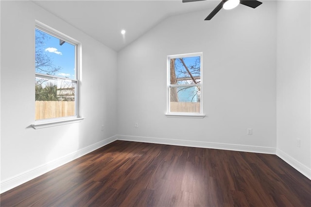 507 Westwego Ave, Westwego, LA 70094 - unfurnished room with lofted ceiling, a ceiling fan, and dark wood-style floors
