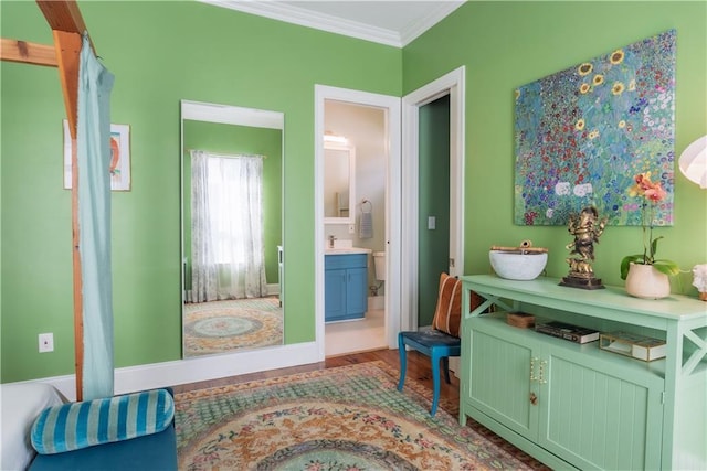 1932 Lapeyrouse St, New Orleans, LA 70116 - interior space with crown molding and wood finished floors