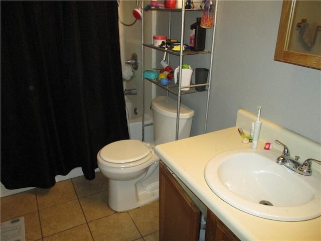 9025 Hickory St, New Orleans, LA 70118 - full bathroom featuring vanity, tile patterned floors, and shower / bath combination with curtain