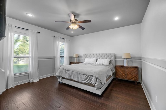 42467 Harlan Pl, Ponchatoula, LA 70454 - bedroom with wood finished floors, multiple windows, ceiling fan, and recessed lighting