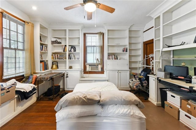 1815 S White St, New Orleans, LA 70125 - bedroom featuring cooling unit, dark wood-style floors, and ceiling fan