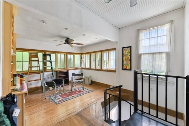 1815 S White St, New Orleans, LA 70125 - office area featuring ceiling fan and hardwood / wood-style flooring