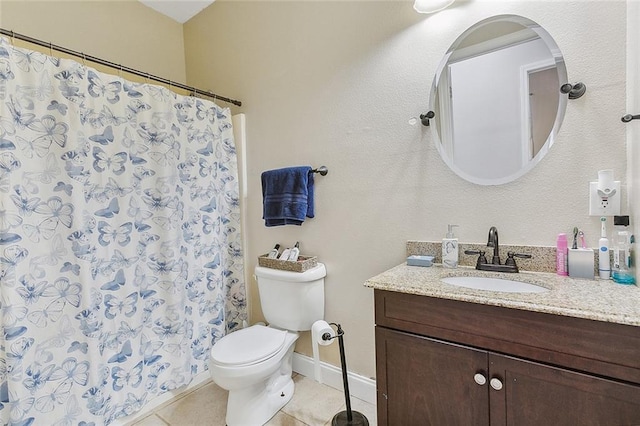 4320 Alba Rd, New Orleans, LA 70129 - bathroom with vanity, tile patterned floors, and a shower with shower curtain