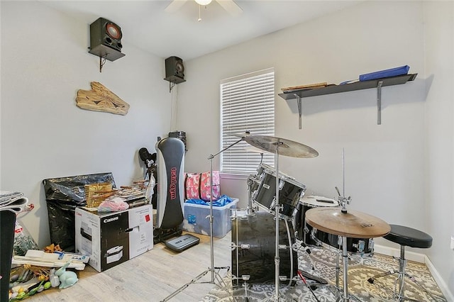 4320 Alba Rd, New Orleans, LA 70129 - miscellaneous room with light wood finished floors, a ceiling fan, and healthy amount of natural light
