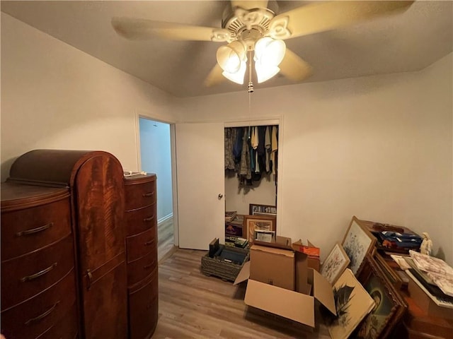 2305 26th St, Kenner, LA 70062 - bedroom with wood finished floors and a ceiling fan