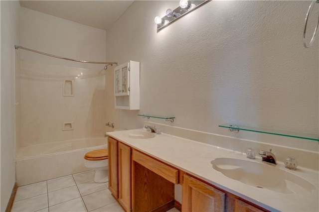 119 Gondrella Dr, Belle Chasse, LA 70037 - bathroom featuring shower / tub combination, double vanity, and tile patterned floors