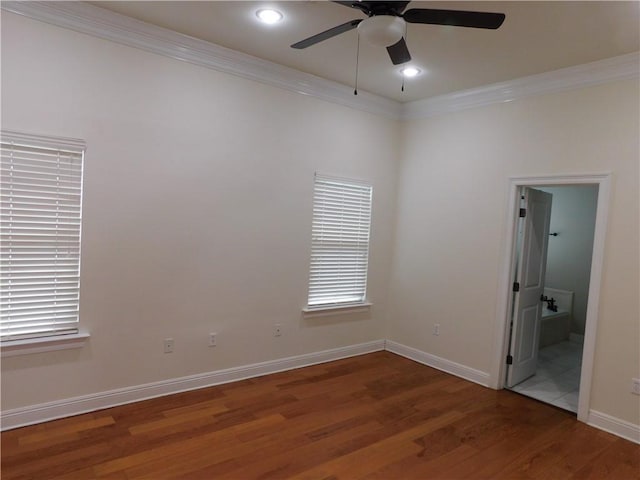 22 Davis Blvd, Jefferson, LA 70121 - spare room featuring ornamental molding, ceiling fan, wood finished floors, recessed lighting, and healthy amount of natural light