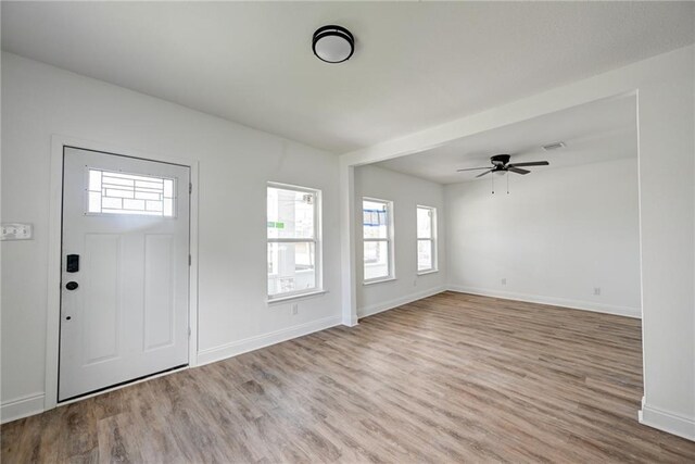 9126 Dixon St, New Orleans, LA 70118 - entrance foyer featuring plenty of natural light, wood finished floors, and a ceiling fan