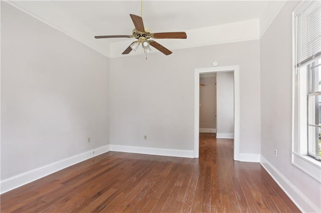 81214 Eliza St, New Orleans, LA 70114 - empty room featuring wood-type flooring, ceiling fan, and ornamental molding