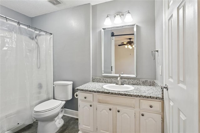 128 Hollow Rock Ct, Slidell, LA 70461 - full bath featuring vanity, ceiling fan, and shower / bathtub combination with curtain