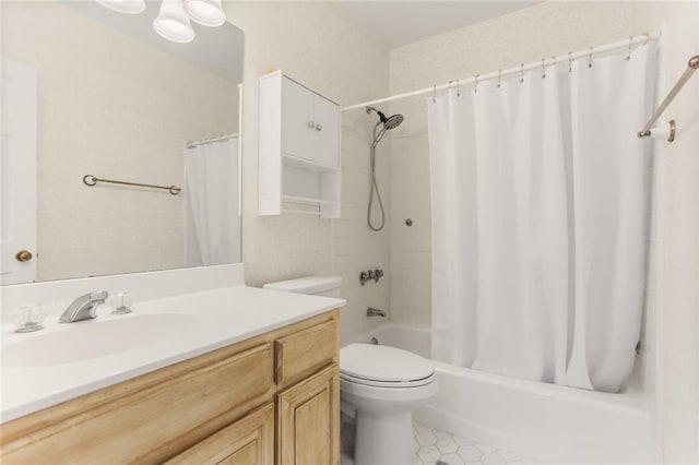 5421 St Charles Ave Unit 2D, New Orleans, LA 70115 - bathroom featuring vanity, shower / tub combo, and tile patterned floors
