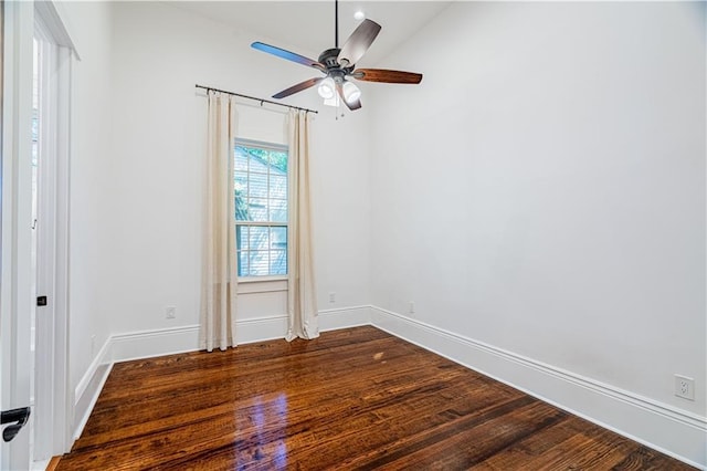 2546 Onzaga St, New Orleans, LA 70119 - empty room with ceiling fan, dark wood-style floors, and lofted ceiling