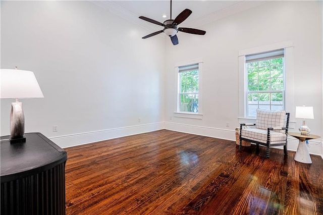 2546 Onzaga St, New Orleans, LA 70119 - sitting room featuring wood finished floors, ceiling fan, and crown molding