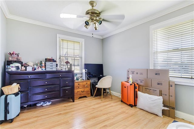 82 Packenham Ave, Chalmette, LA 70043 - office space with light wood-style floors, crown molding, and ceiling fan