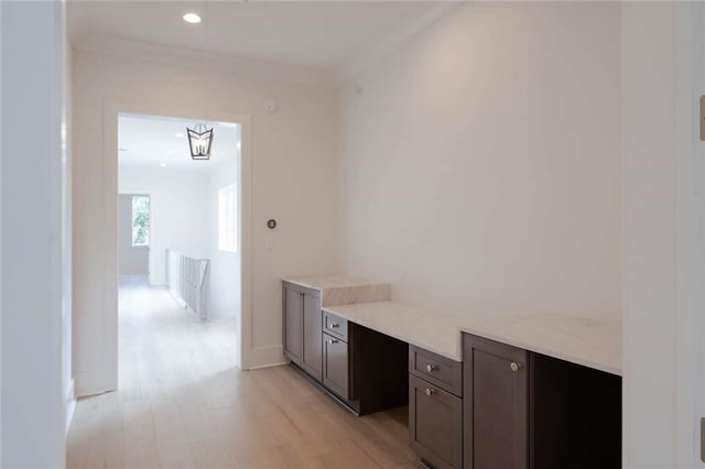209 Avenue E Ave E, Metairie, LA 70005 - corridor featuring light wood-style flooring and crown molding