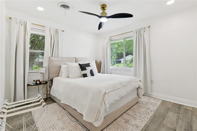 2900 Somerset Dr, New Orleans, LA 70131 - bedroom featuring wood finished floors, recessed lighting, and a ceiling fan
