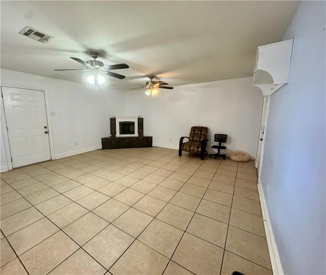 3509 Decomine Dr, Chalmette, LA 70043 - unfurnished living room with light tile patterned floors and a ceiling fan