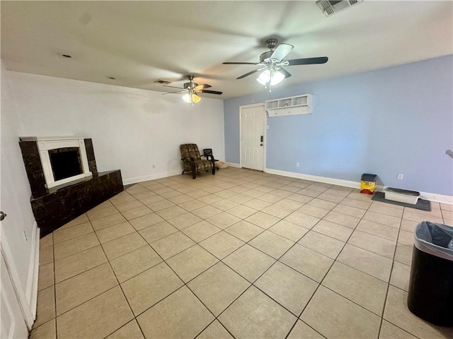 3509 Decomine Dr, Chalmette, LA 70043 - unfurnished living room with light tile patterned floors and ceiling fan